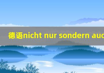 德语nicht nur sondern auch用法